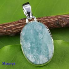 AQR975-Natural Aquamarine Rough Gemstone Pendant Made In 925 Sterling Silver Wholesale